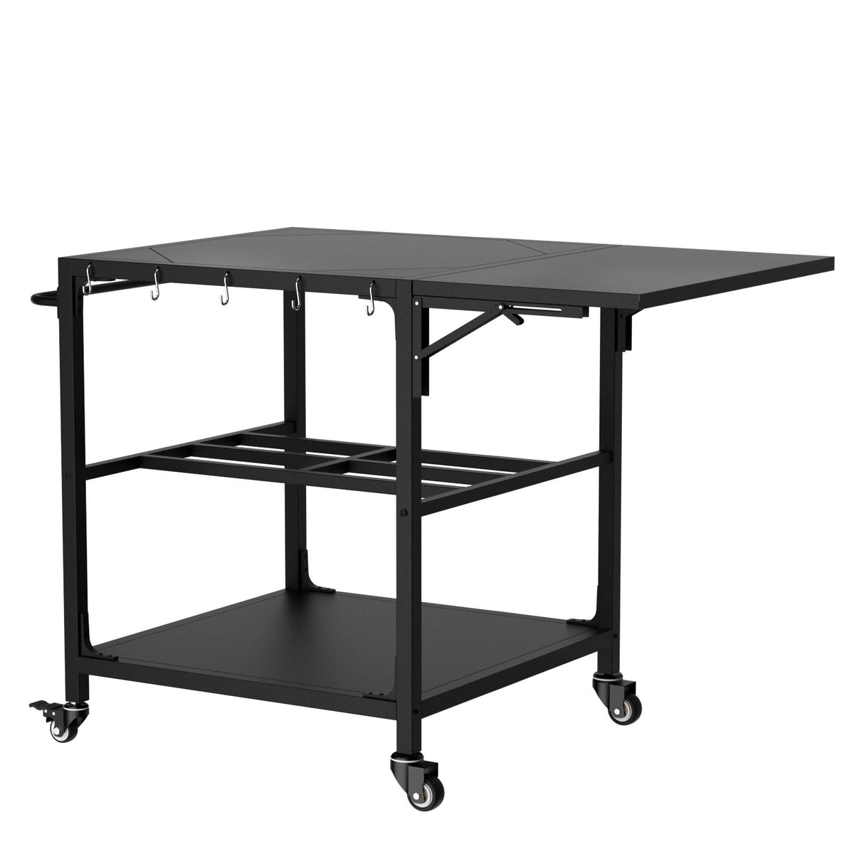 Black Heavy Duty Metal Outdoor Grill Table for Big Green Egg XL