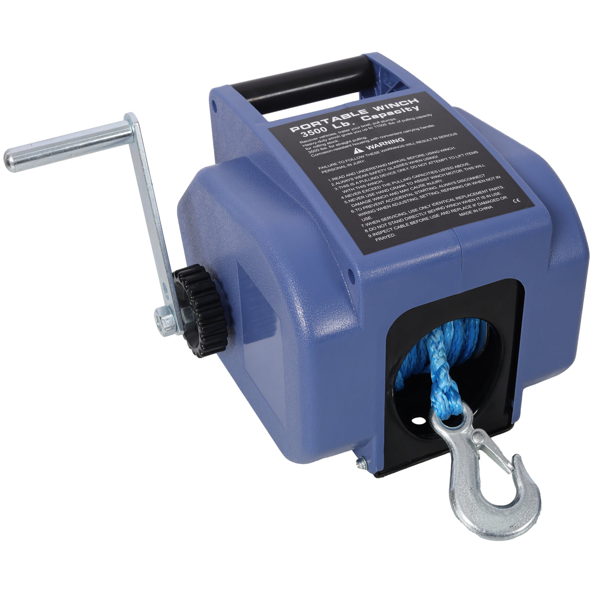 Electric Trailer Winch, 12V, 3500 lb, Synthetic Rope