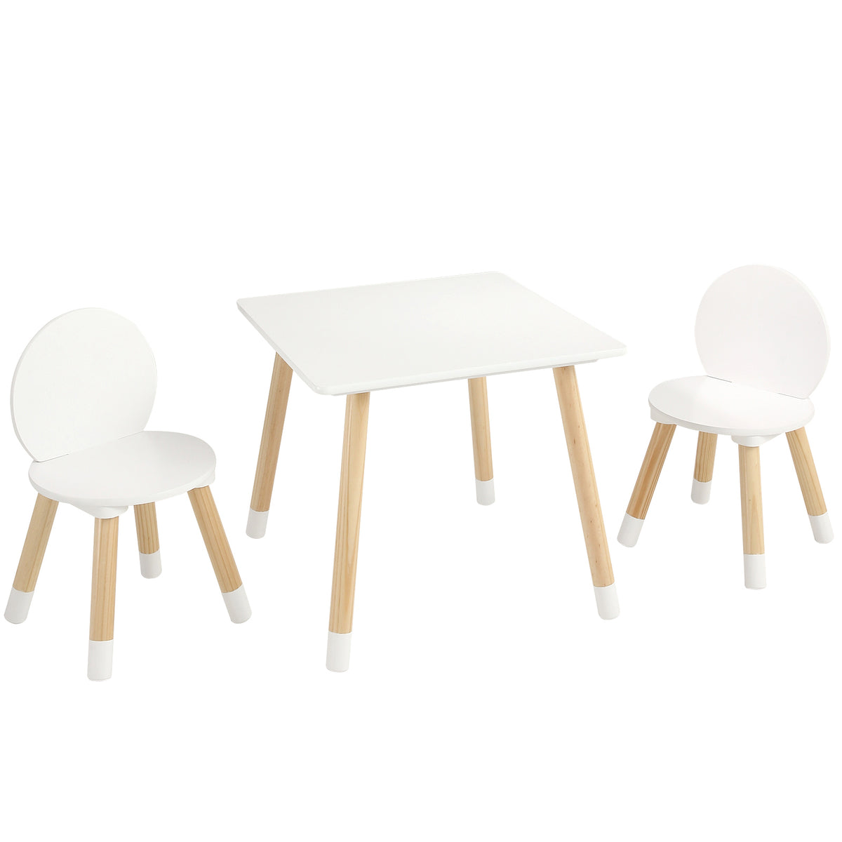 White Kids Table and 2 Chairs Set