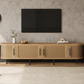 70inch Modern TV Stand with Rattan Doors for TVs up to 80", Media Console