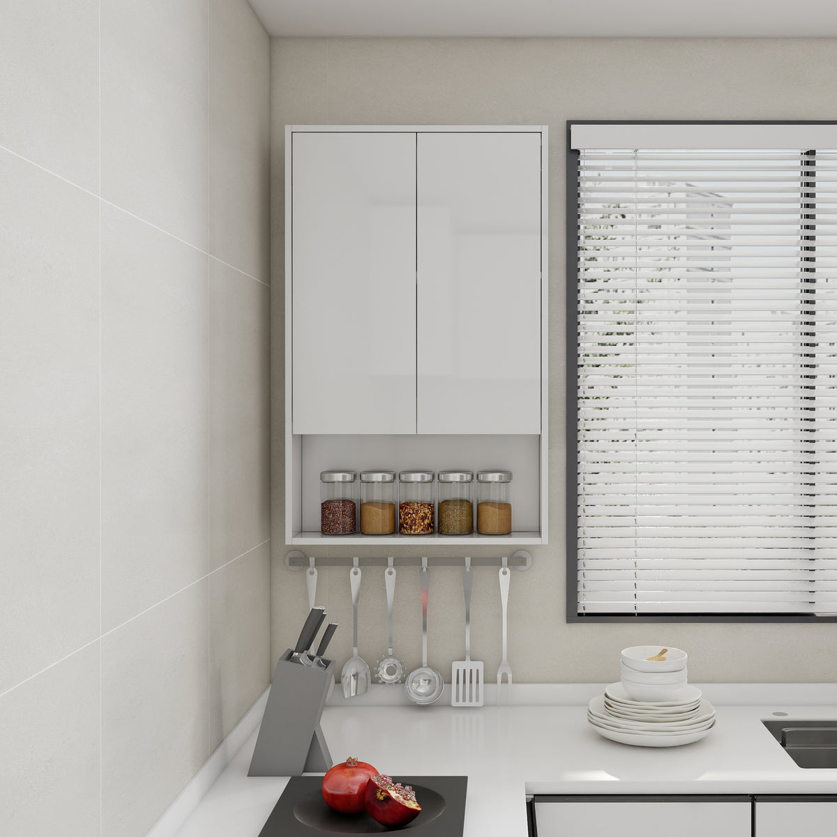 Glossy White 24' Bathroom Wall Cabinet
