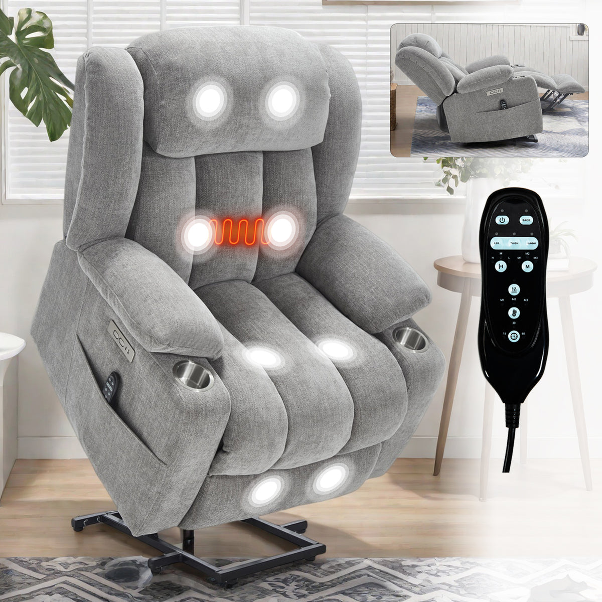 Grey Heavy Duty Motion Mechanism with 8-Point Vibration Massage