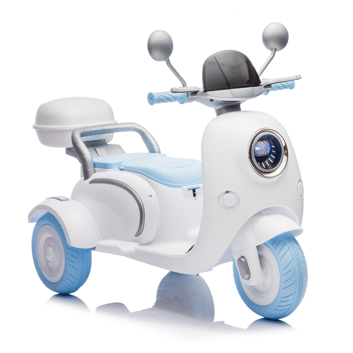 Blue 12V Two-Motor Kids Ride-On Electric Motorcycle with Bluetooth