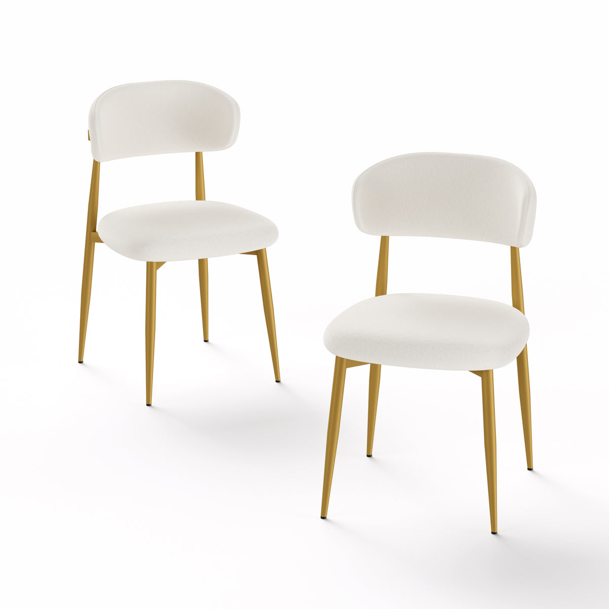 Golden+White modern kitchen chairs with soft padding