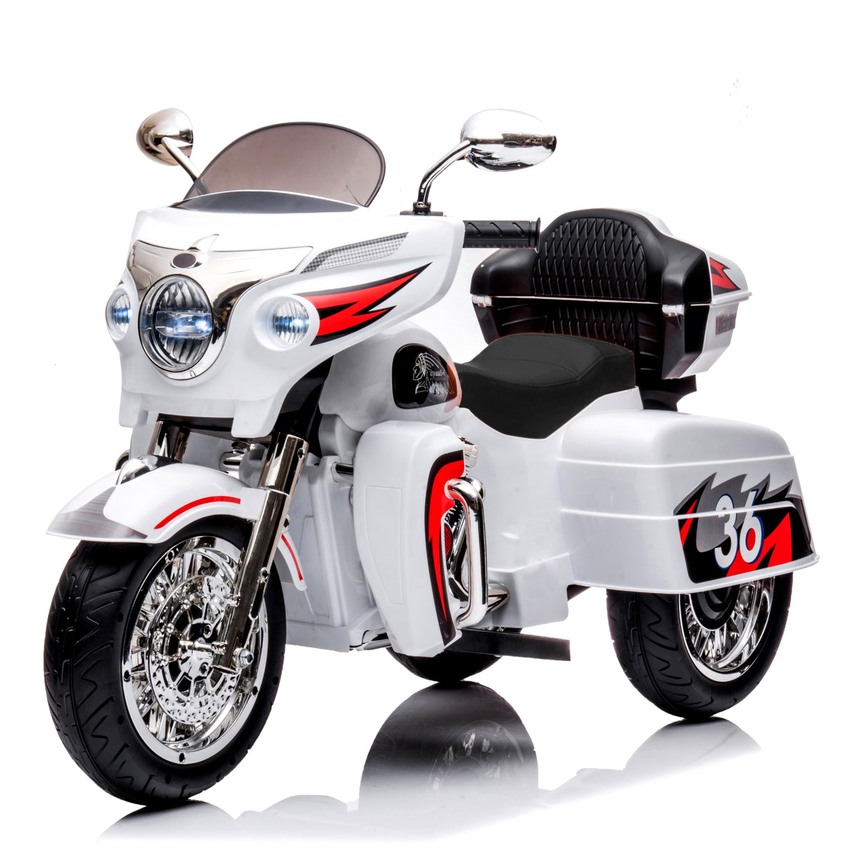 White Electric Toddler Motorcycle Toy with LED Lights
