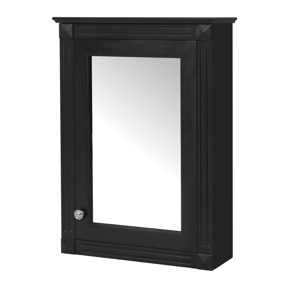 Black Modern Black Wall Mounted Bathroom Storage Cabinet with Mirror