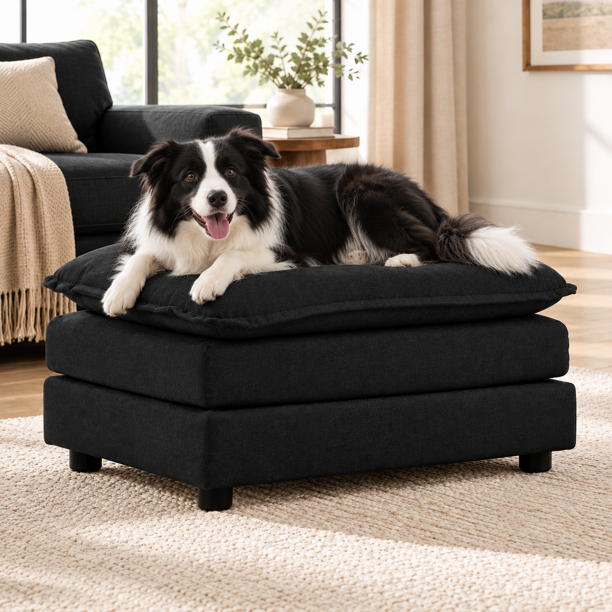 Chenille Dog Sofa Bed with Washable Cover