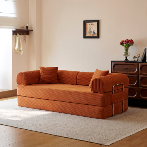 78.8" Compression Sofa,Convertible Floor Sofa Bed-with Pillow