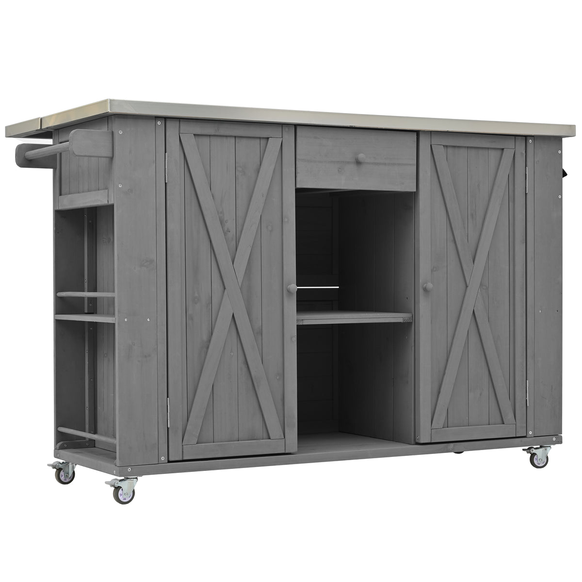 Grey Outdoor Kitchen Island Fir Wood Kitchen Island with Stainless