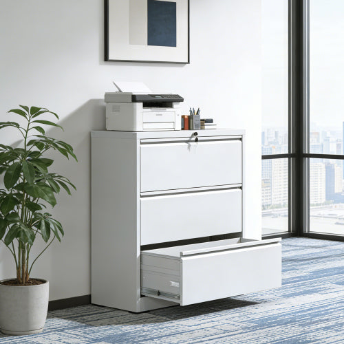3 Drawer Lateral File Cabinet, 35.4 Inch Wide Metal Filing Cabinet