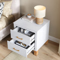 2 Drawer Nightstand, Premium Wood Storage with Elegant Fluted
