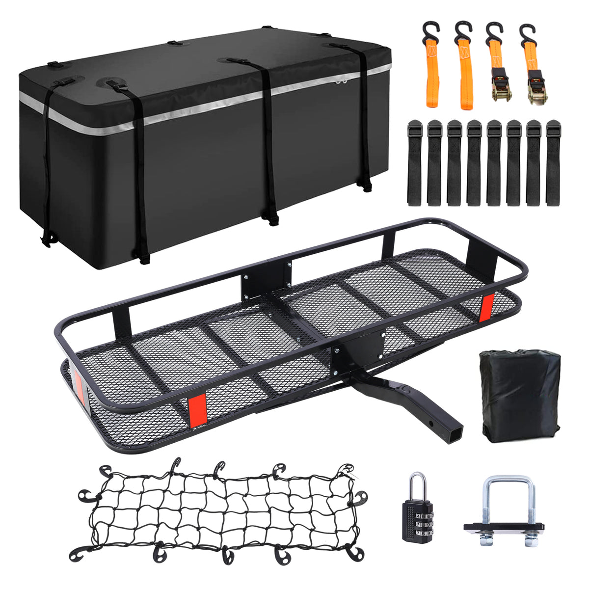 Folding Hitch Cargo Carrier, 500 lb with Waterproof Cargo Bag