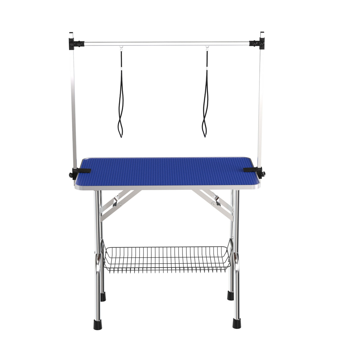 36-Inch Folding Dog Grooming Table, Stainless Steel, Blue