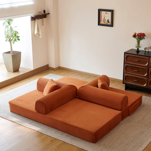78.8" Compression Sofa,Convertible Floor Sofa Bed-with Pillow