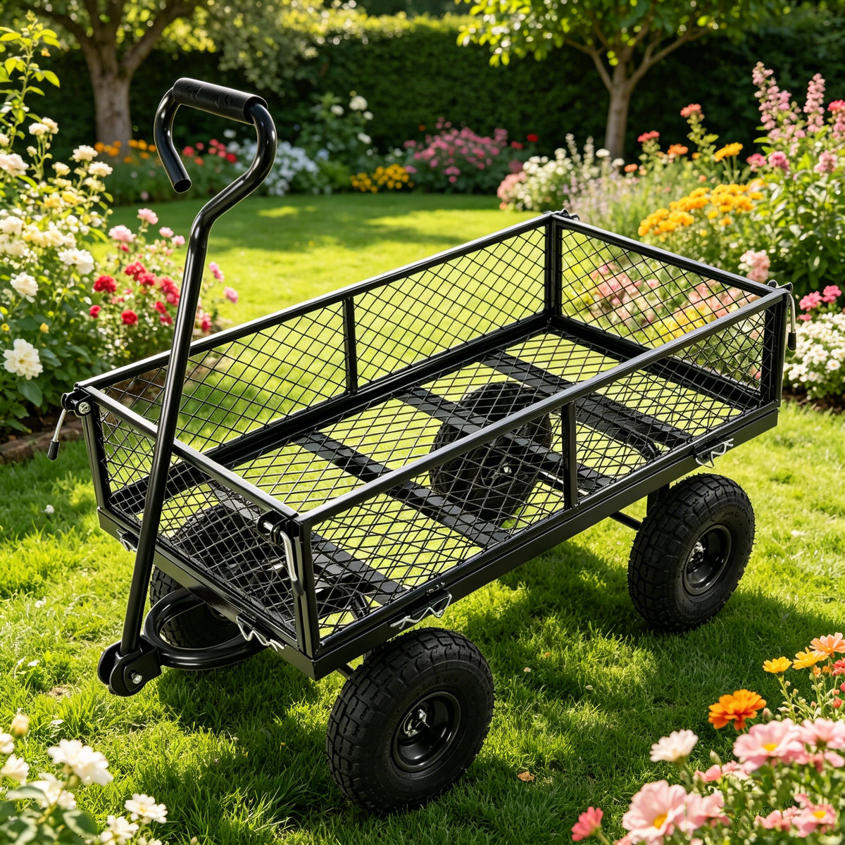 Black Wagon Cart Garden cart trucks make it easier to transport