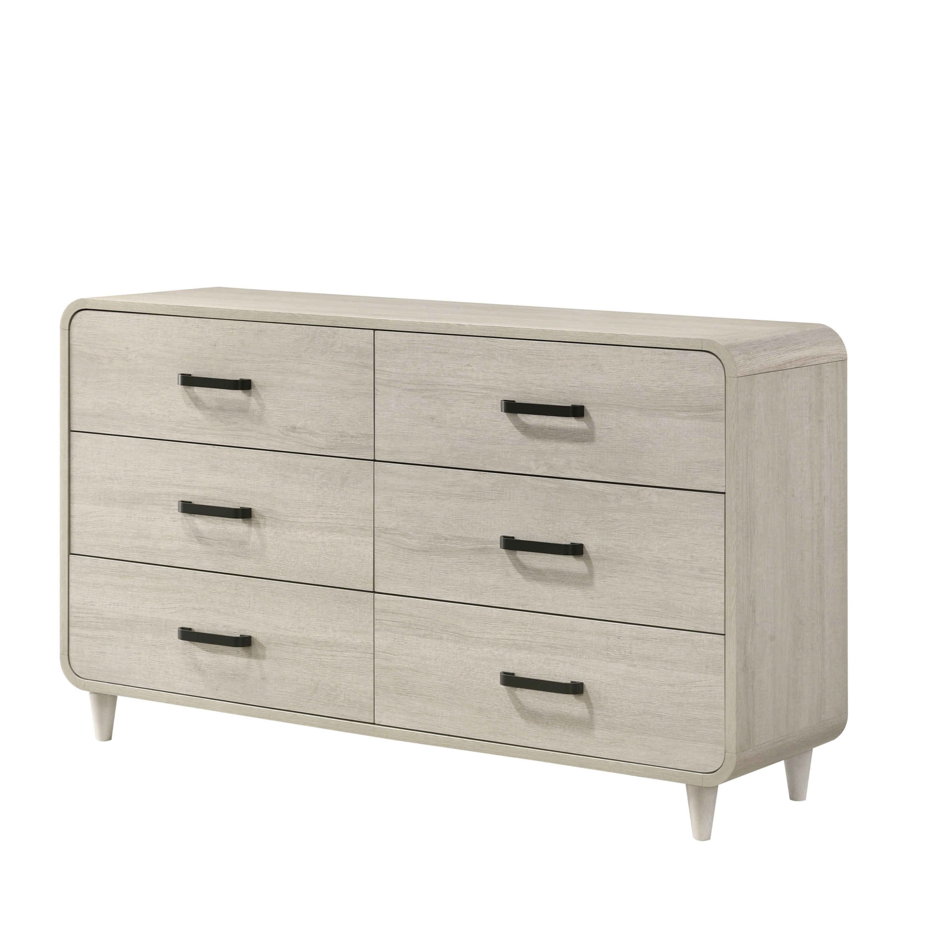 1pc Contemporary Antique White Finish Six-Drawer Wooden Dresser with Ample Storage Space