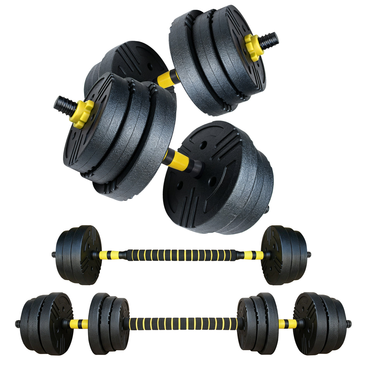 Adjustable Dumbbells, 44 lbs Free Weight Set with Connector, Multifunctional Set Used as Barbell, Dumbbell, Push-ups and Weight Plate, Fitness Exercises for Home Gym
