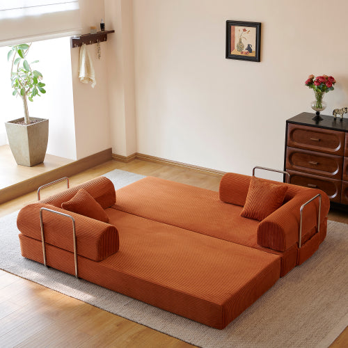 78.8" Compression Sofa,Convertible Floor Sofa Bed-with Pillow