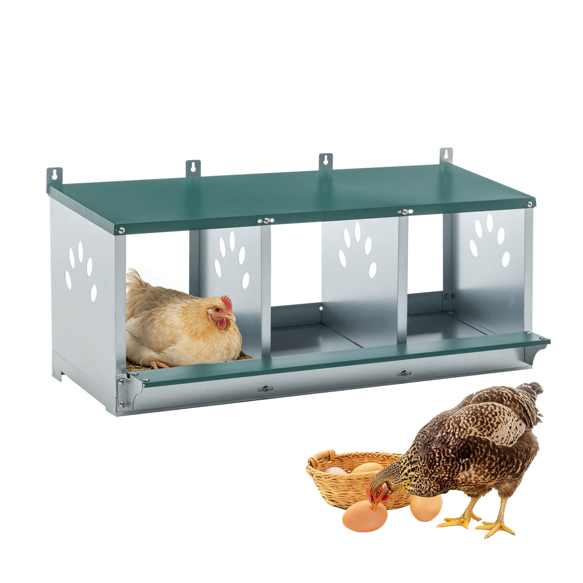 Metal Chicken Nesting Box, 3 Compartment