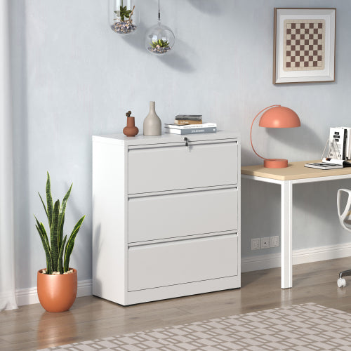 3 Drawer Lateral File Cabinet, 35.4 Inch Wide Metal Filing Cabinet