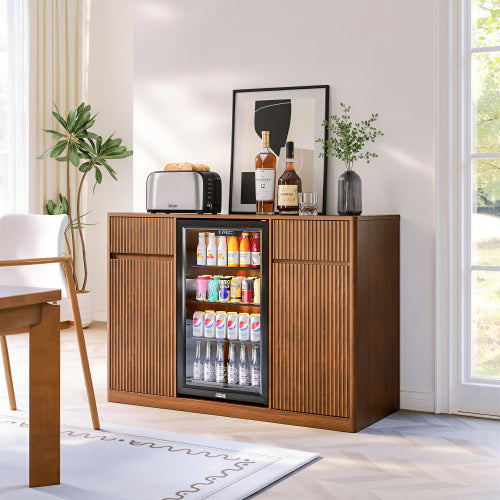 53'' Fluted Bar Cabinet with Fridge Space (Fridge Not Included), Modern Coffee Station