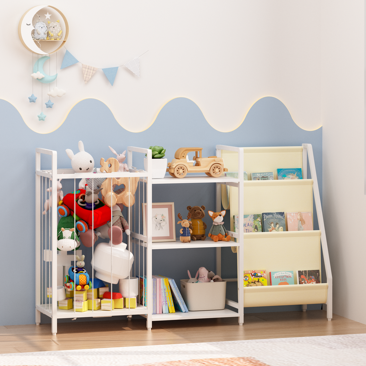 White 3-in-1 Book Shelf for Kids Rooms