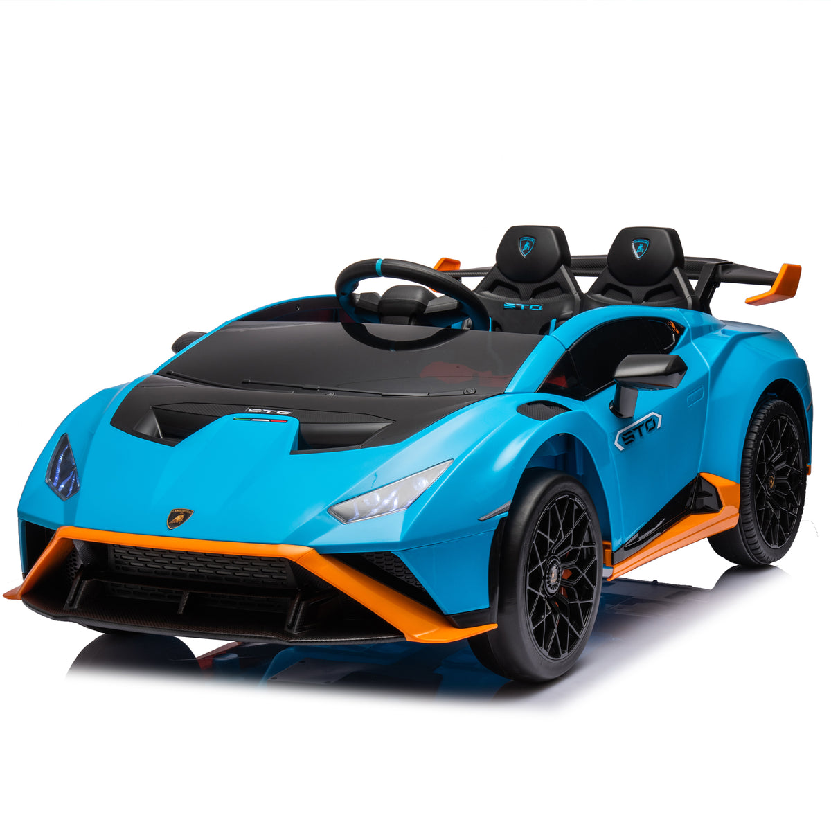 Blue Lamborghini Huracan Sto 24V Kids Electric Ride-On Drift Car: