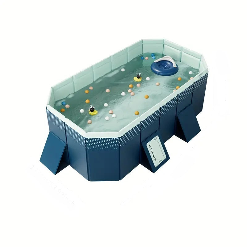 Blue 2.1m PVC folding pool (not inflatable) bathes and cools in summer