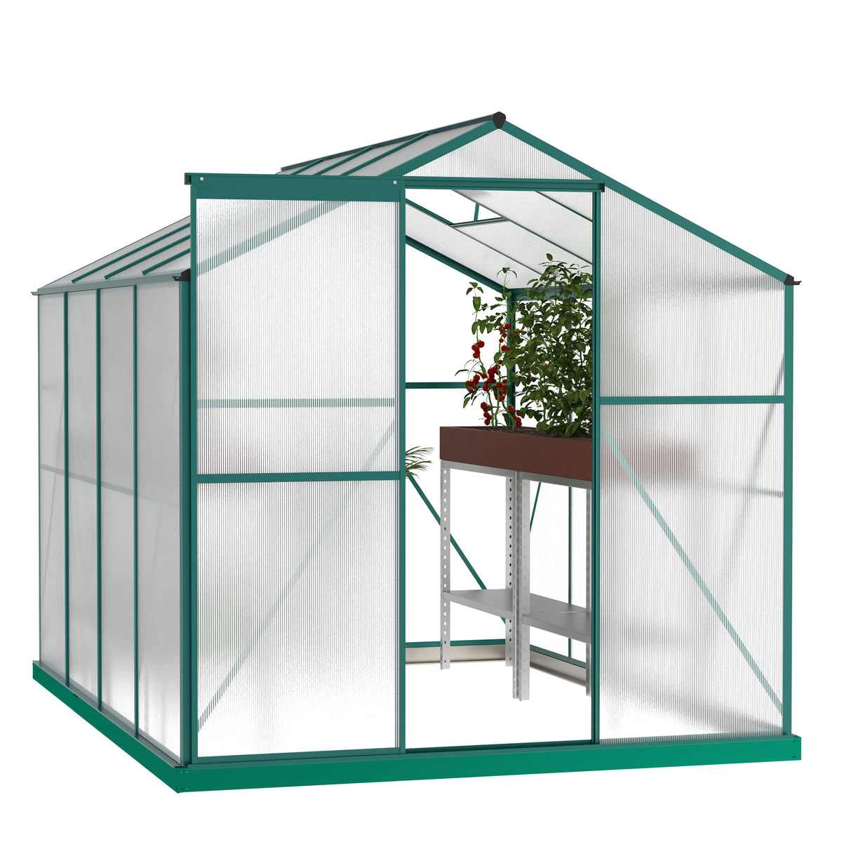Green 6'x 8' Heavy Duty Walk-in Plant Garden Greenhouse