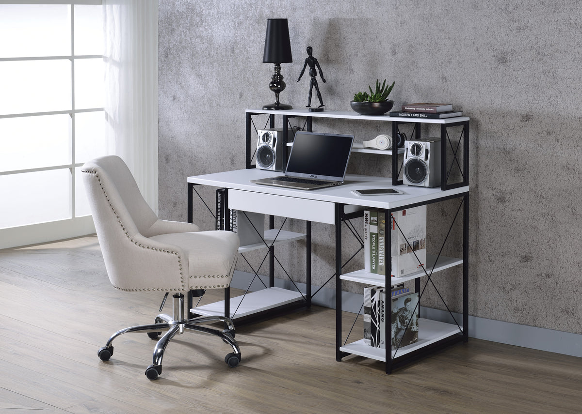 White Writing Desk White Finish All purpose Table Metal Table