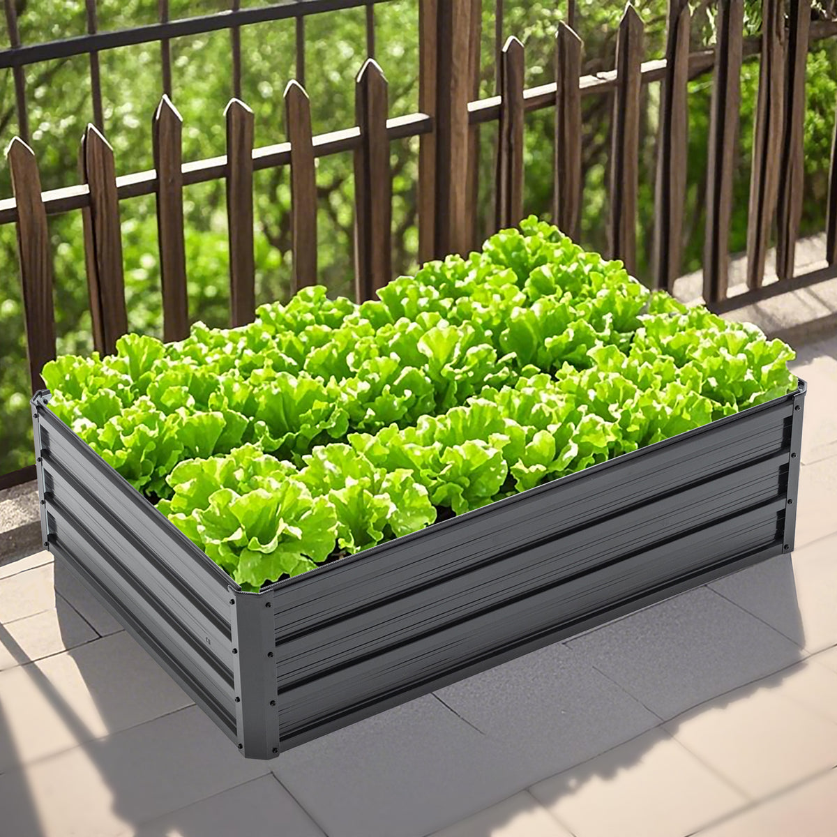 Black Deep Root Outdoor Galvanized Planter Box