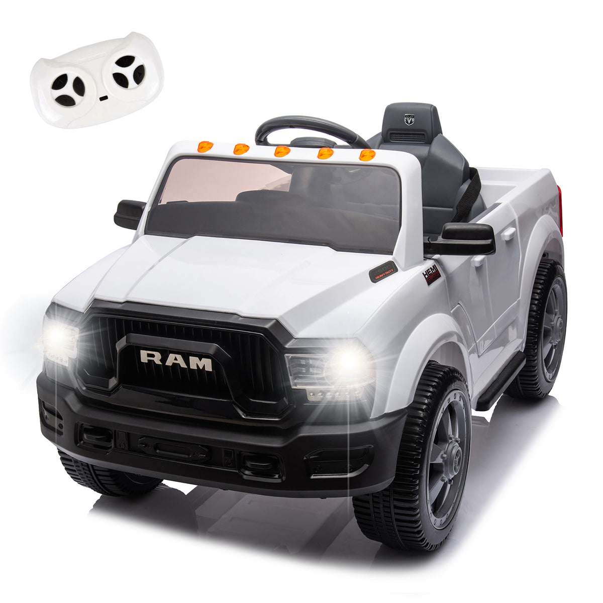 White Licensed RAM 2500 12V Large Kids Ride On Electric Pickup