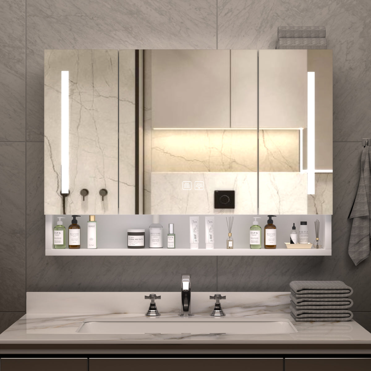 White Modern 39x28 inches Aluminium Bathroom Cabinets