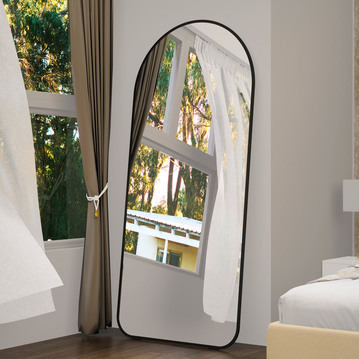 Black Arch Full Length Mirror 71'×32' Big Full Body Mirror