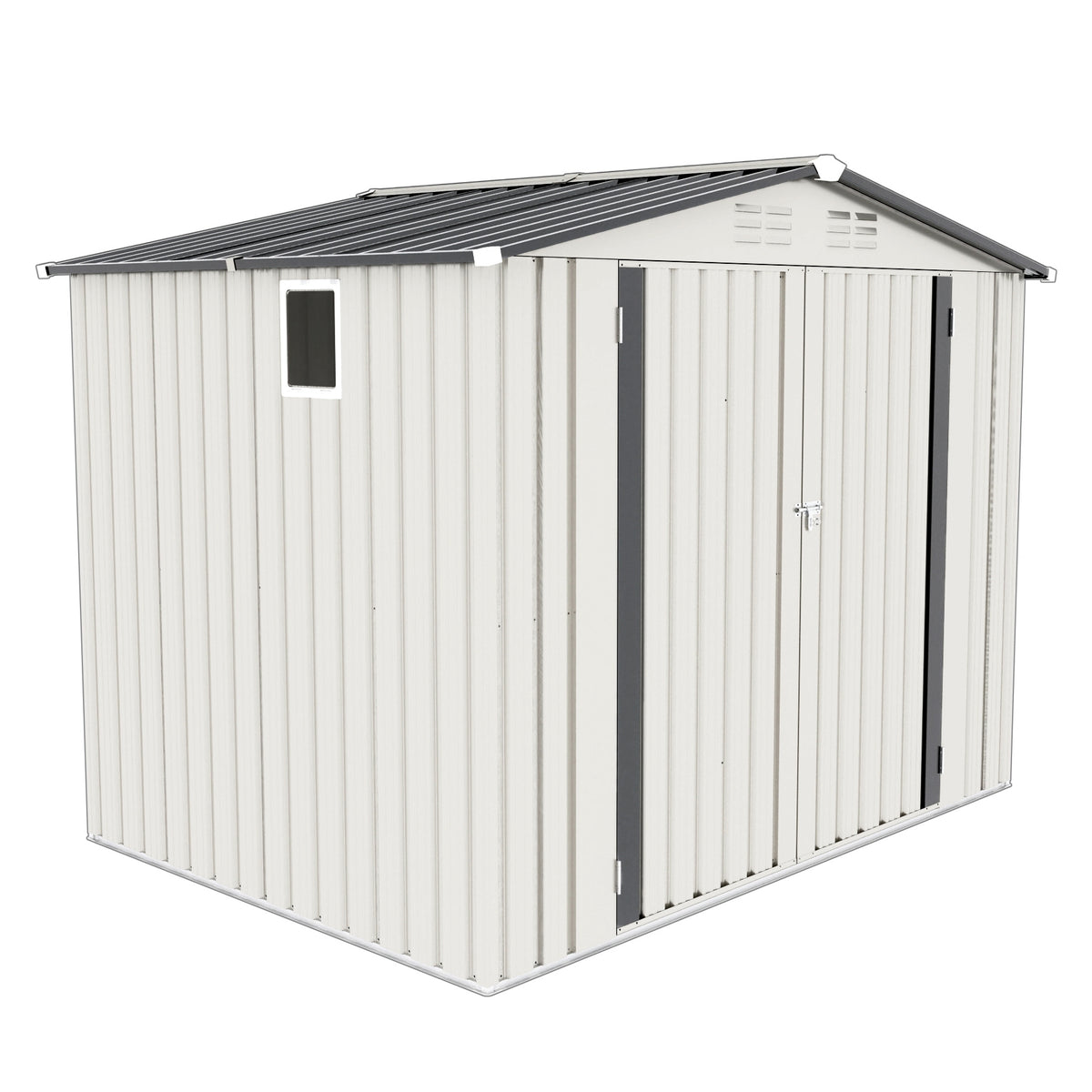 White+gray Tool Shed with Pitched Roof Waterproof with One Window