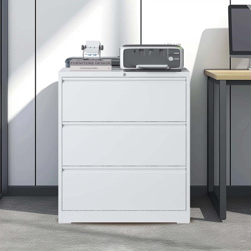 3 Drawer Lateral File Cabinet, 35.4 Inch Wide Metal Filing Cabinet