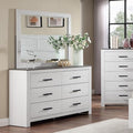 Modern Style 1pc Dresser Two Tone Design Sleek Bar Handles Six Drawers White Finish Bedroom Furniture