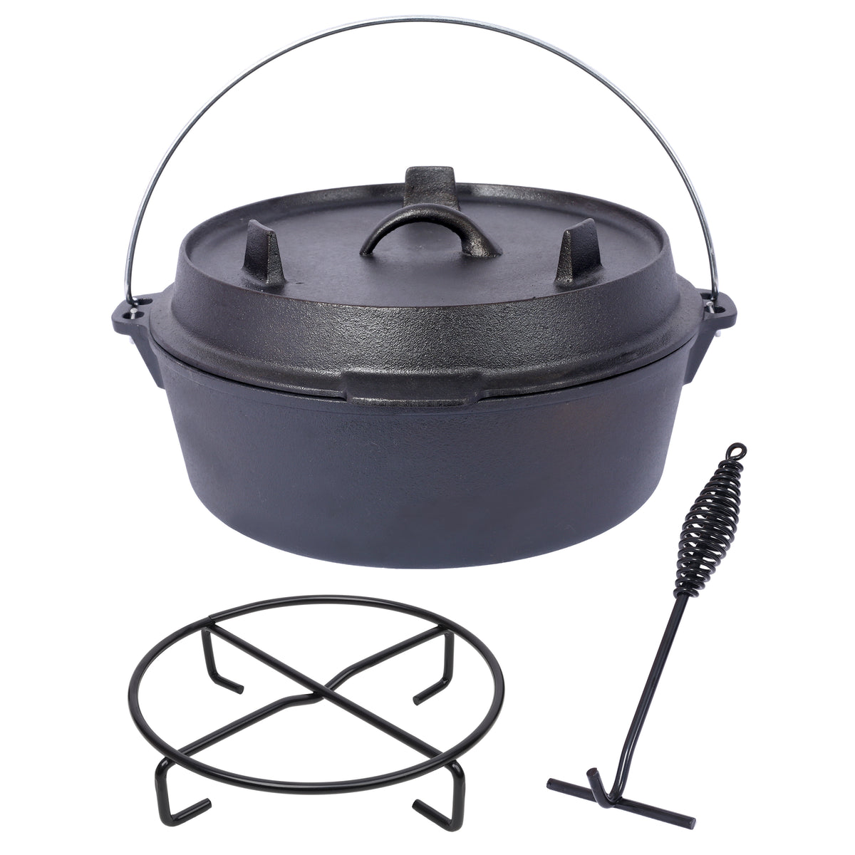 Black Outdoor Camping Deep Pot for Camping Fireplace Cooking BBQ