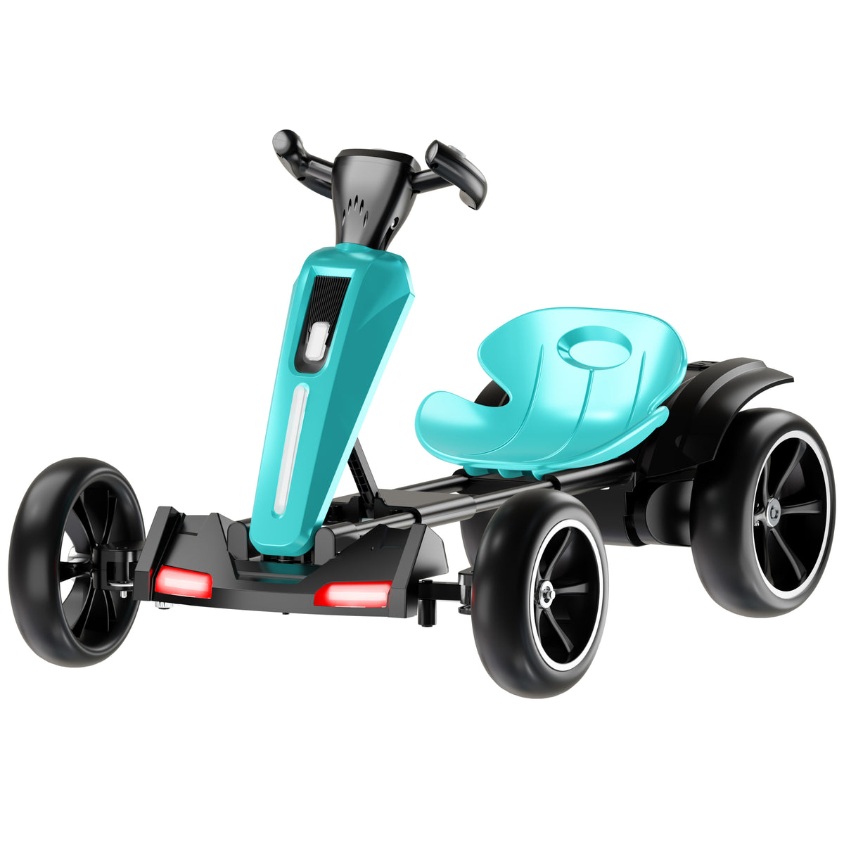 Beige+Blue 12V Electric Kids Pedal Go Kart with Adjustable Seat