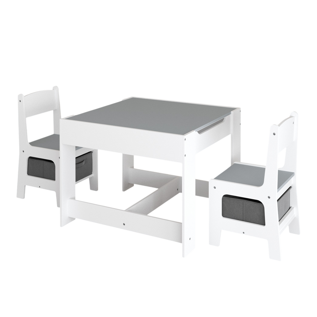 White 3-in-1 Wooden Activity Table with Storage Drawer for Toddlers