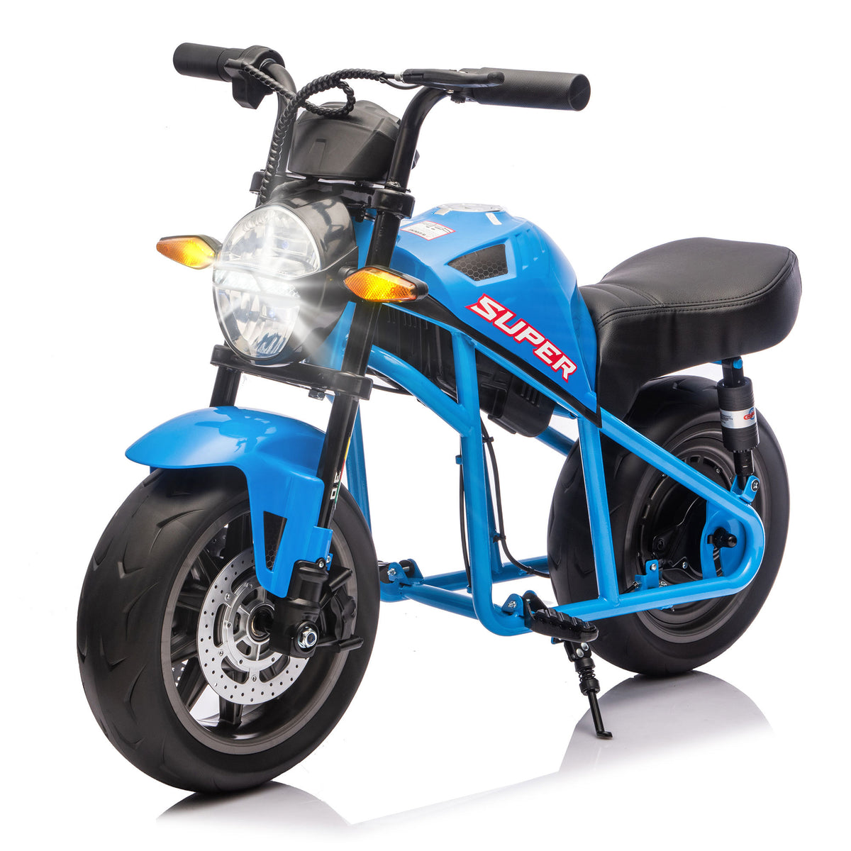 Blue Kids Ride On XL Electric Motorcycle Blue 24V300W High-Speed Hub